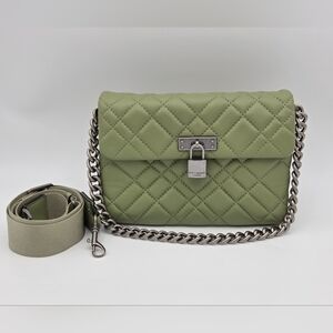 Kurt Geiger Brixton Lock Bag In Green Quilted Leather